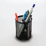 Deluxe Metal Mesh Pen Holder, Round, Black